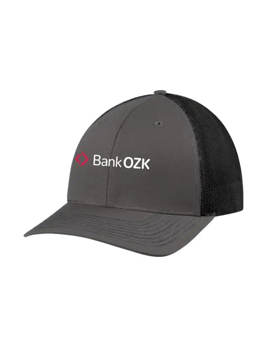 Richardson Adjustable Snapback Original 112 Trucker Cap Dark Grey w/Black Mesh w/Bank OZK Logo