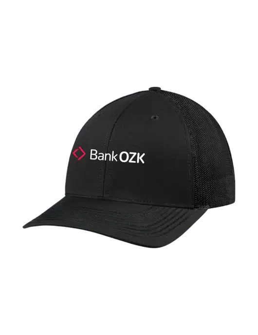 Richardson Adjustable Snapback Original 112 Trucker Cap Black w/Black Mesh w/Bank OZK Logo
