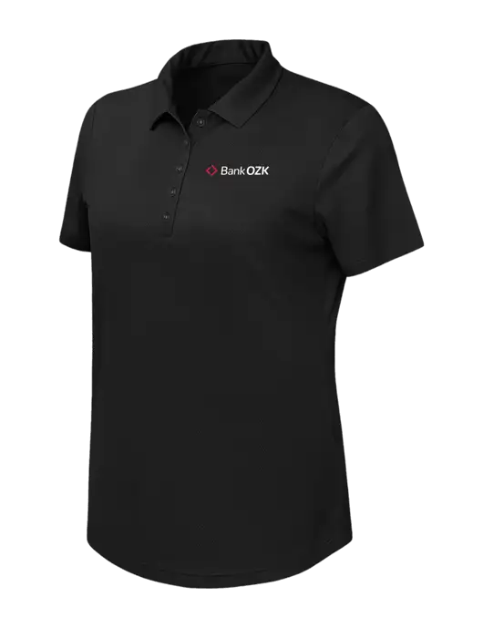 Callaway Womens Birdseye Black Polo w/Bank OZK Logo