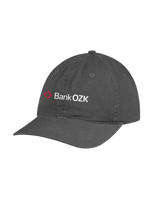 Garment Washed Unstructured Twill Charcoal Cap w/Bank OZK Logo