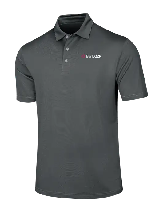 Callaway Black Fine Line Stripe Polo w/Bank OZK Logo