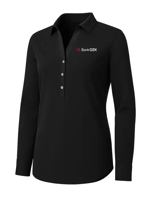 Womens Black City Stretch Shirt w/Bank OZK Logo