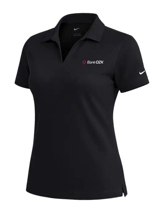 NIKE Black Womens Dri-Fit Micro Pique Polo w/Bank OZK Logo