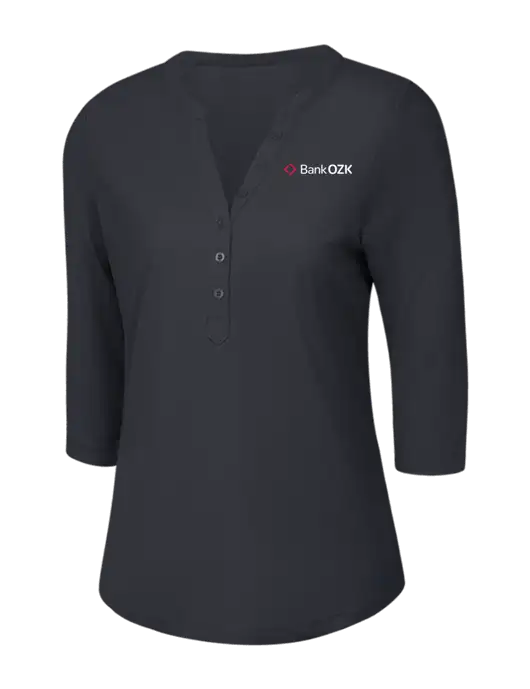 OGIO Charcoal Grey Jewel Henley w/Bank OZK Logo