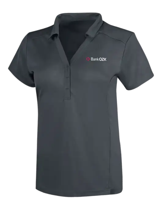 OGIO Dark Grey Womens Framework Polo w/Bank OZK Logo