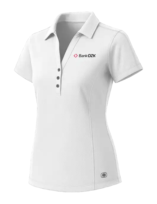 OGIO Womens White ONYX Polo w/Bank OZK Logo