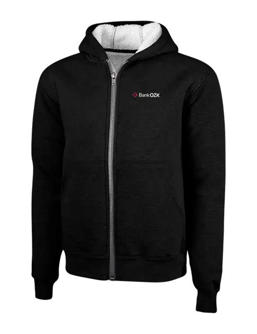 Cornerstone Black Heavyweight Sherpa Lined Hooded Fleece Jacket w/Bank OZK Logo
