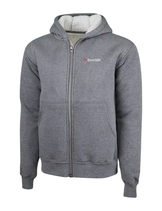 Cornerstone Grey Heather Heavyweight Sherpa Lined Hooded Fleece Jacket w/Bank OZK Logo