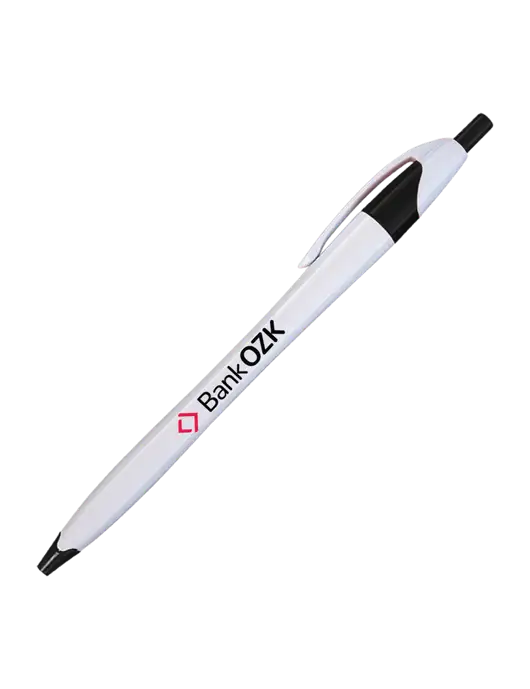 Novella White/Black Classic Pen - Blue Ink w/Bank OZK Logo
