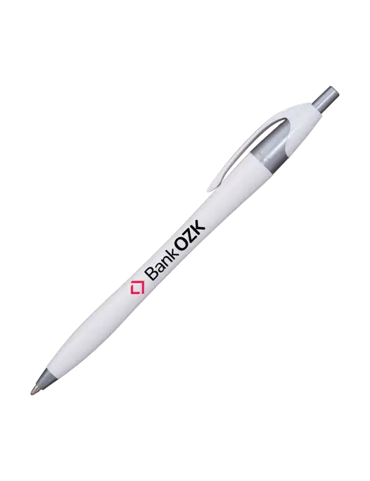 Novella White/Silver Shimmer Pen - Blue Ink w/Bank OZK Logo