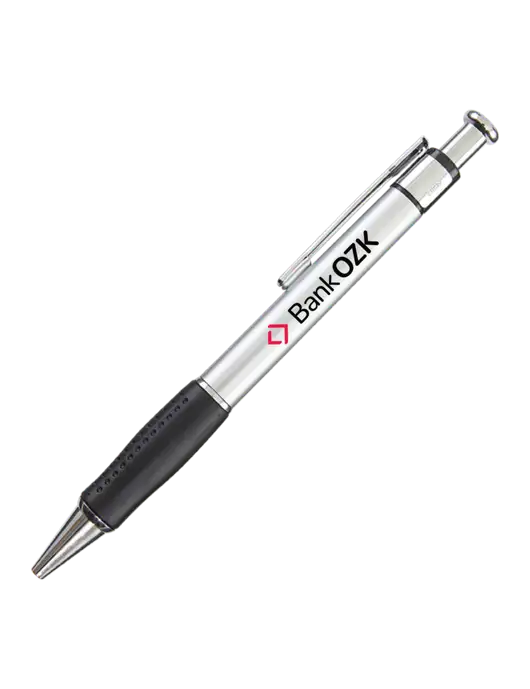 Malta Silver Pen - Black Ink w/Bank OZK Logo