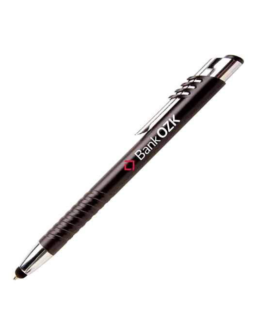 Schirhart Black Stylus Pen - Blue Ink w/Bank OZK Logo