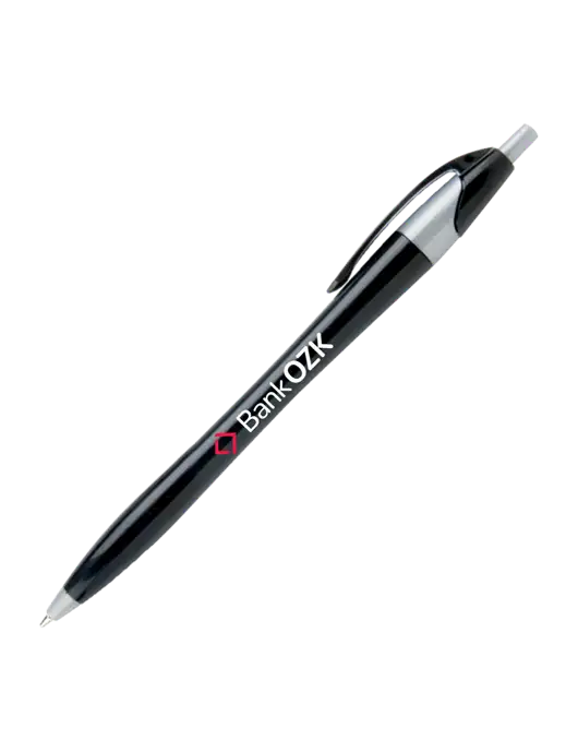 Novella Black/Silver Corporate Pen - Blue Ink w/Bank OZK Logo