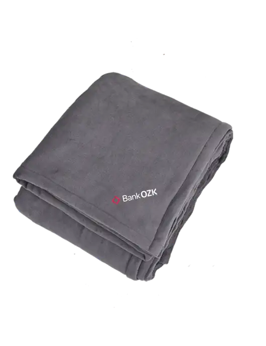 Oversized Graphite Ultra Plush Blanket Graphite w/Bank OZK Logo