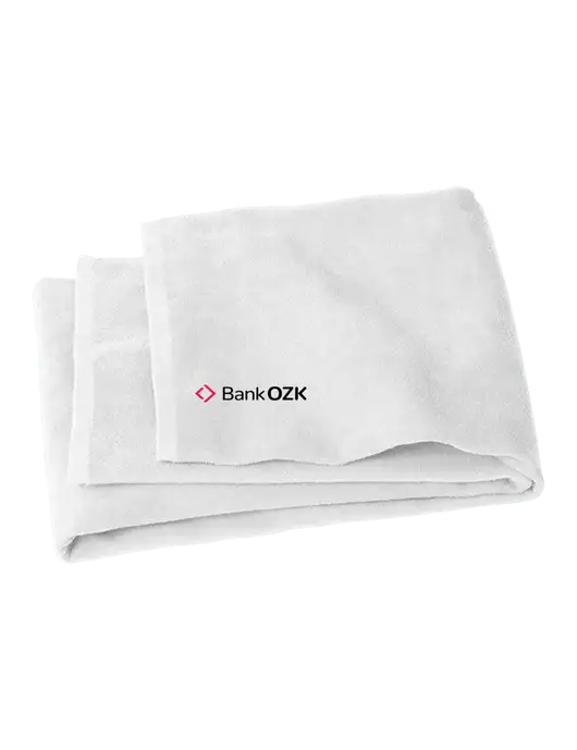 White Beach Towel w/Bank OZK Logo