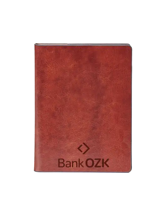 Fabrizio Brown Rfid Passport Holder w/Bank OZK Logo