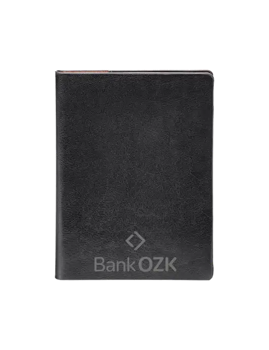 Fabrizio Black Rfid Passport Holder w/Bank OZK Logo