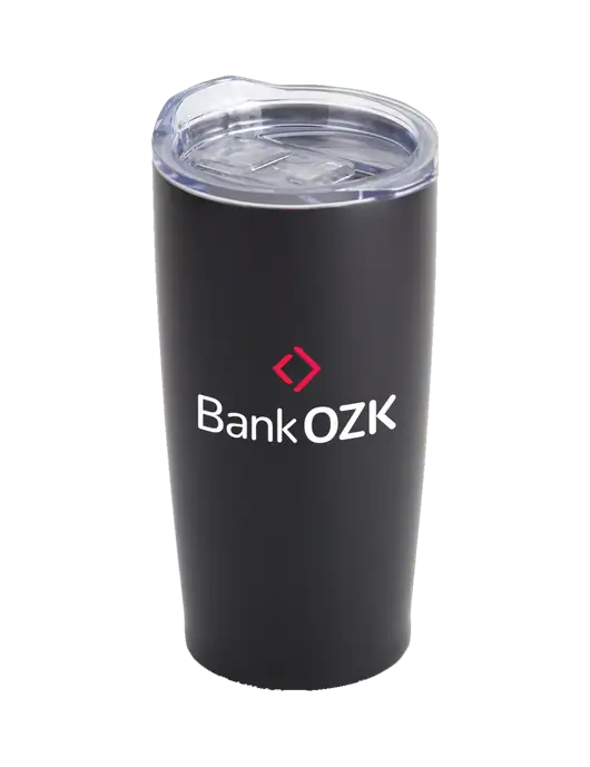 Society Black 20 oz Insulated Tumbler w/Bank OZK Logo
