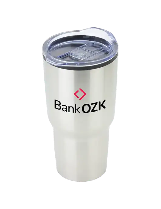 Odyssey Silver 30 oz Travel Tumbler w/Bank OZK Logo