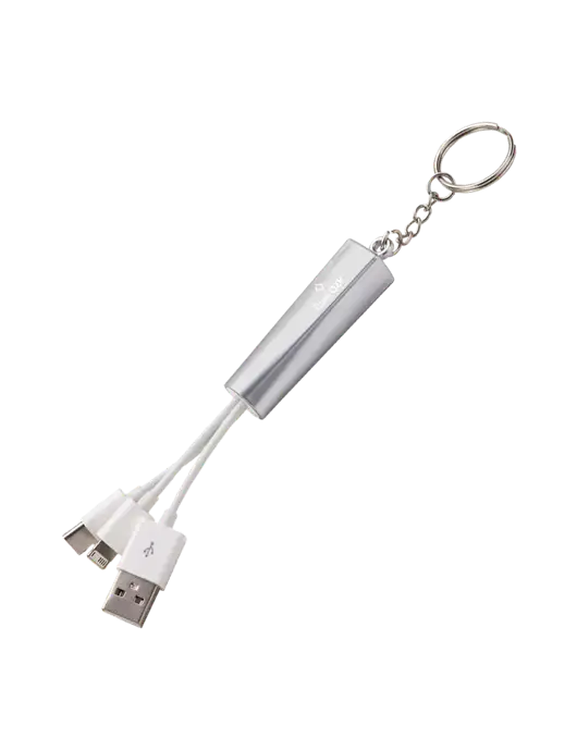Silver Light-Up Charging Cable with Key Ring w/Bank OZK Logo