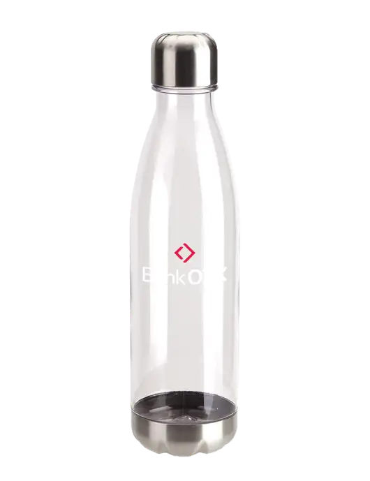 Bayside Tritan Clear 25 oz Bottle with Stainless Base and Cap w/Bank OZK Logo