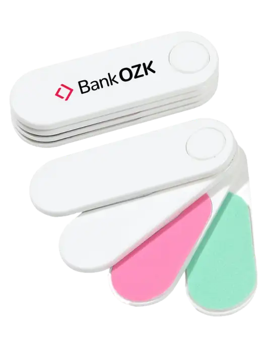 White Folding Nail Files & Buffer w/Bank OZK Logo