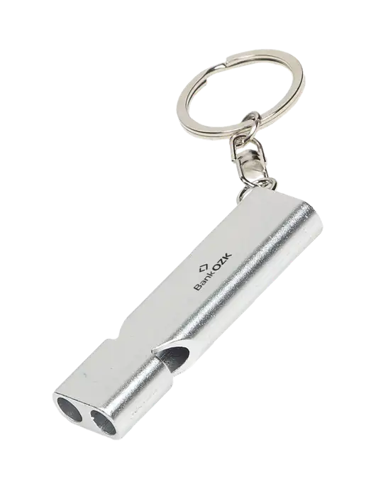 Quick Alert Silver Safety Whistle w/Bank OZK Logo