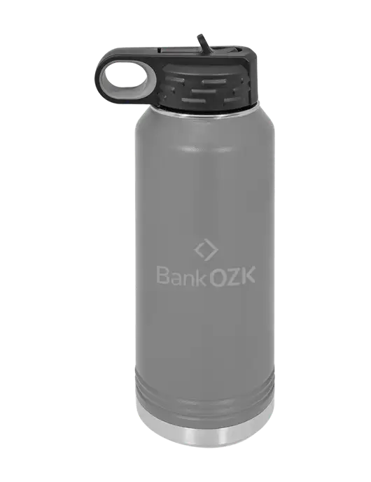 Polar Camel 32 oz Powder Coated Grey Vacuum Insulated Water Bottle w/Bank OZK Logo