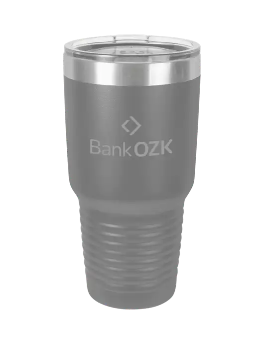 Polar Camel 30 oz Powder Coated Grey Vacuum Insulated Tumbler w/Bank OZK Logo