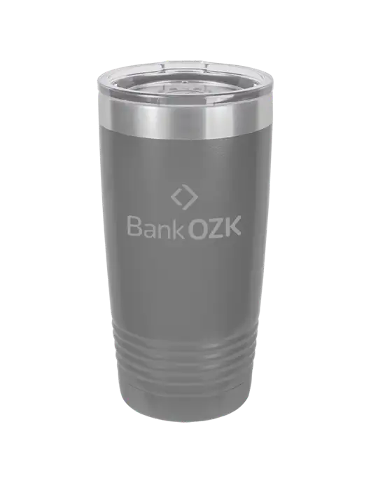 Polar Camel 20 oz Powder Coated Grey Vacuum Insulated Tumbler  w/Bank OZK Logo