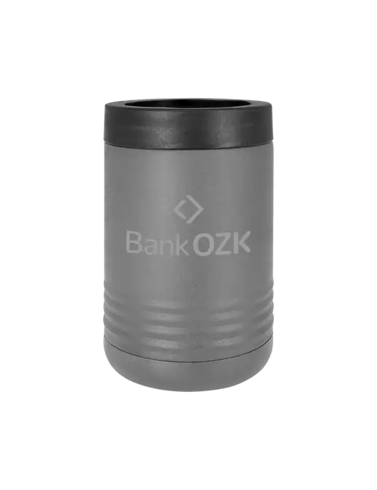 Polar Camel 12 oz Powder Coated Grey Vacuum Insulated Beverage Holder w/Bank OZK Logo