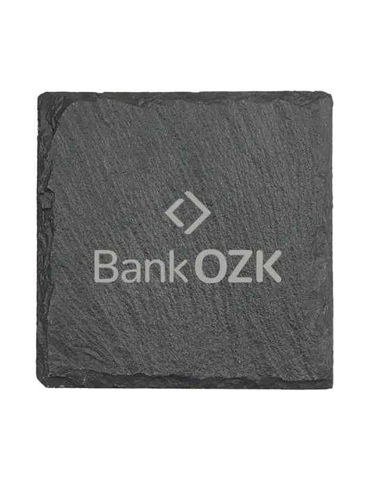 Square Slate Coaster, 4 x 4 w/Bank OZK Logo