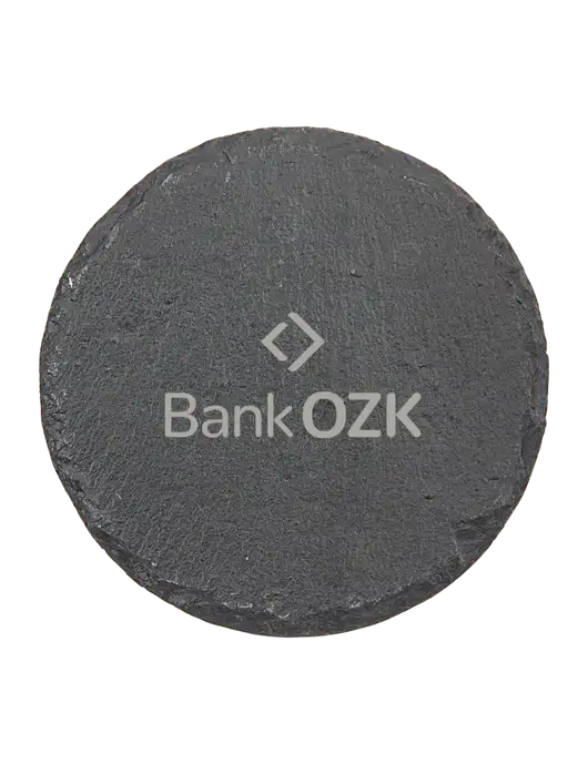 Round Slate Coaster w/Bank OZK Logo