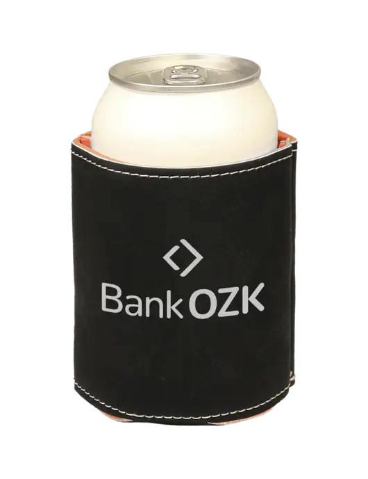 Black Leatherette Beverage Holder w/Bank OZK Logo