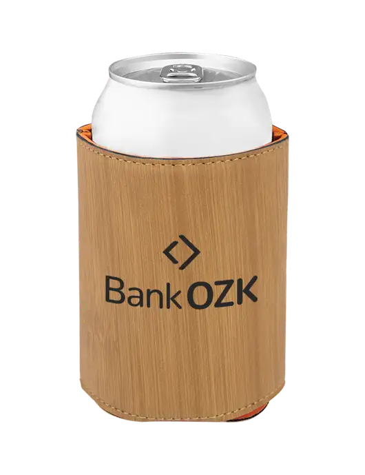 Bamboo Leatherette Beverage Holder w/Bank OZK Logo