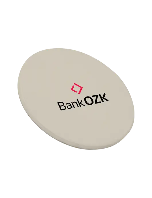 Round Sandstone Coaster w/Bank OZK Logo