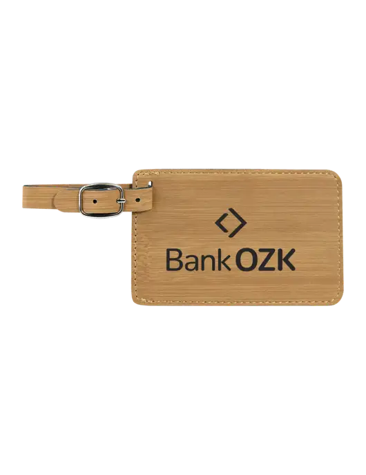 Bamboo Leatherette Luggage Tag w/Bank OZK Logo
