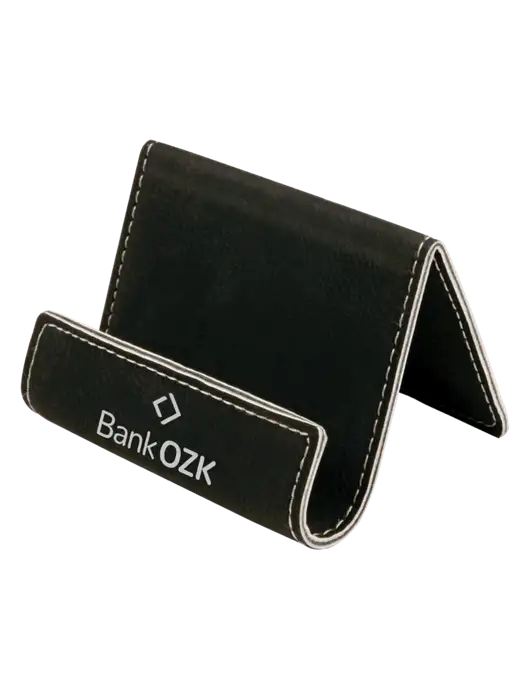 Black Leatherette Card & Phone Holder w/Bank OZK Logo