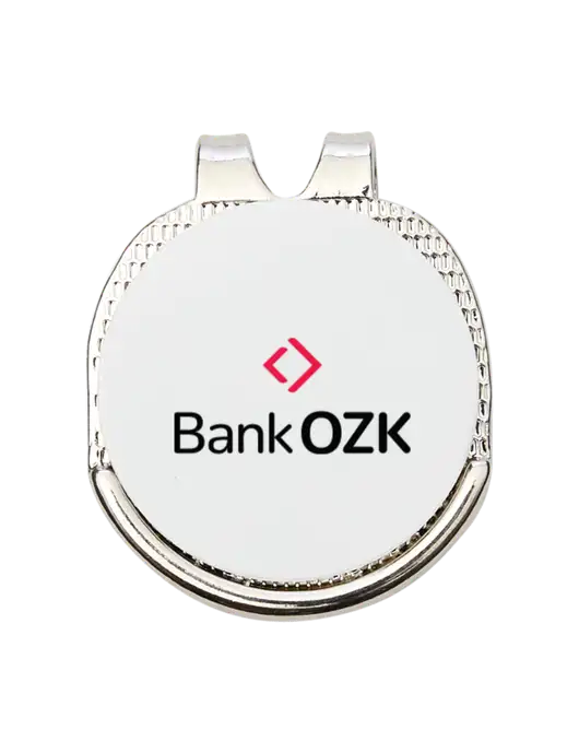 Antique Silver Hat Clip w/Golf Ball Marker w/Bank OZK Logo