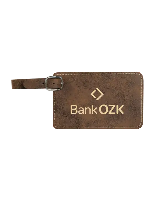 Rustic Leatherette Luggage Tag w/Bank OZK Logo