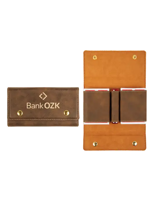 Rustic Leatherette Card & Dice Set w/Bank OZK Logo