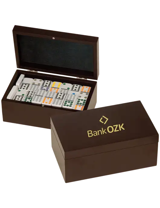 Rosewood Double Twelves 91 Piece Dominos Set w/Bank OZK Logo