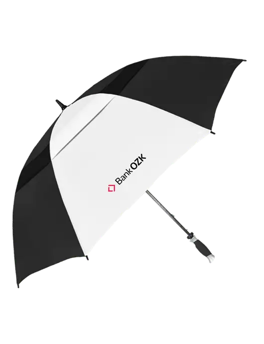 Black/White Vented Typhoon Tamer Golf Umbrella w/Bank OZK Logo