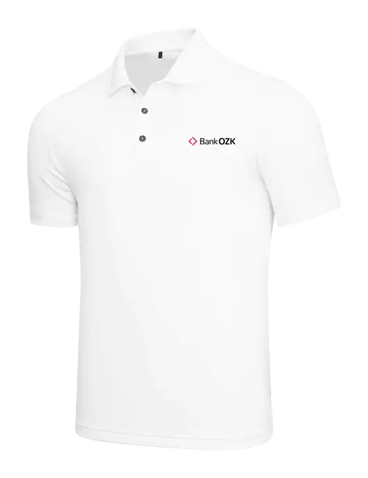 Adidas White  Performance Polo w/Bank OZK Logo