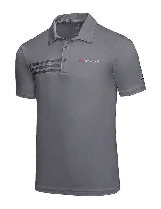 Adidas Medium Grey 3 Stripes Chest Polo w/Bank OZK Logo