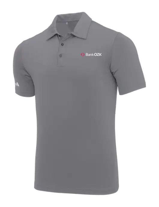 Adidas Medium Grey Ultimate Solid Polo w/Bank OZK Logo