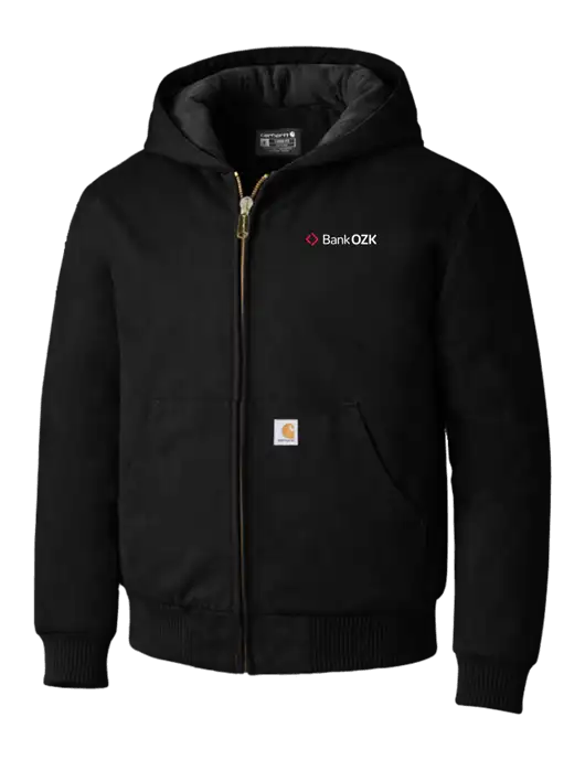 Carhartt Black Quilted-Flannel-Lined Duck Active Jacket w/Bank OZK Logo