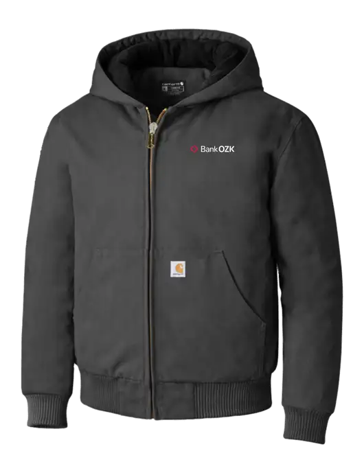 Carhartt Dark Grey Quilted-Flannel-Lined Duck Active Jacket w/Bank OZK Logo