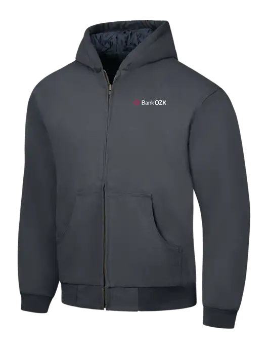 CornerStone Charcoal Duck Cloth Hooded Work Jacket w/Bank OZK Logo