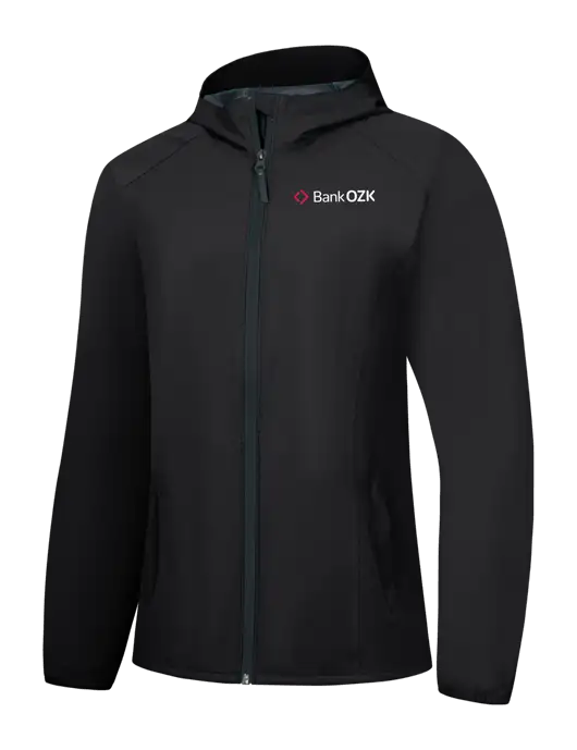 Womens Black Essential Rain Jacket w/Bank OZK Logo